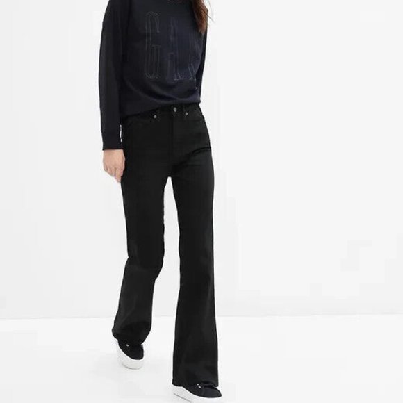 Gap High Rise '70s Flare Black Jeans with Washwell Size 16/33 RETAIL $80 - Picture 1 of 6